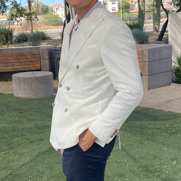 ❌SOLD❌ SUIT SUPPLY WHITE COTTON SUIT JACKET - Picture 10 of 11